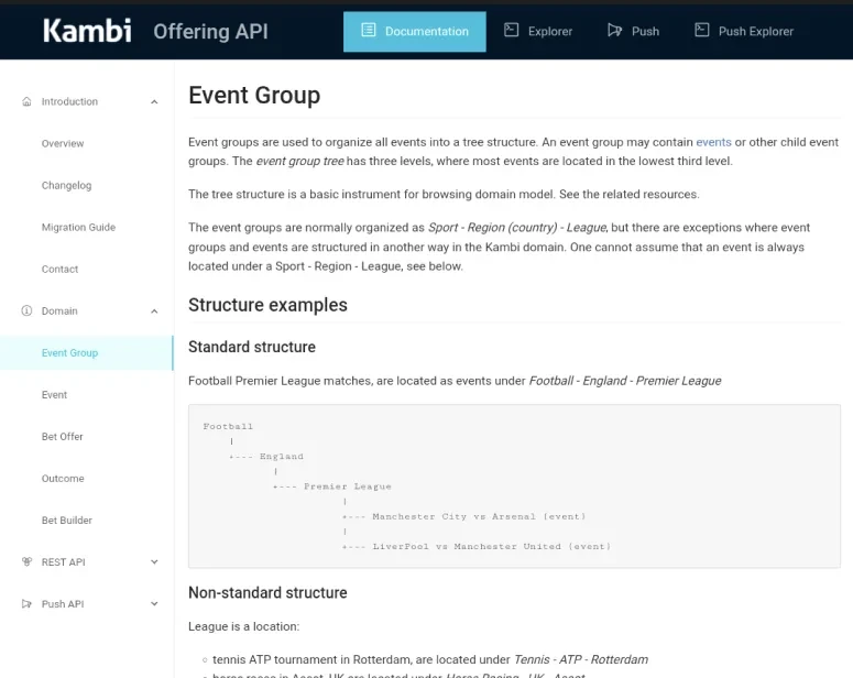 Kambi Offering API docs: event groups and tree structure