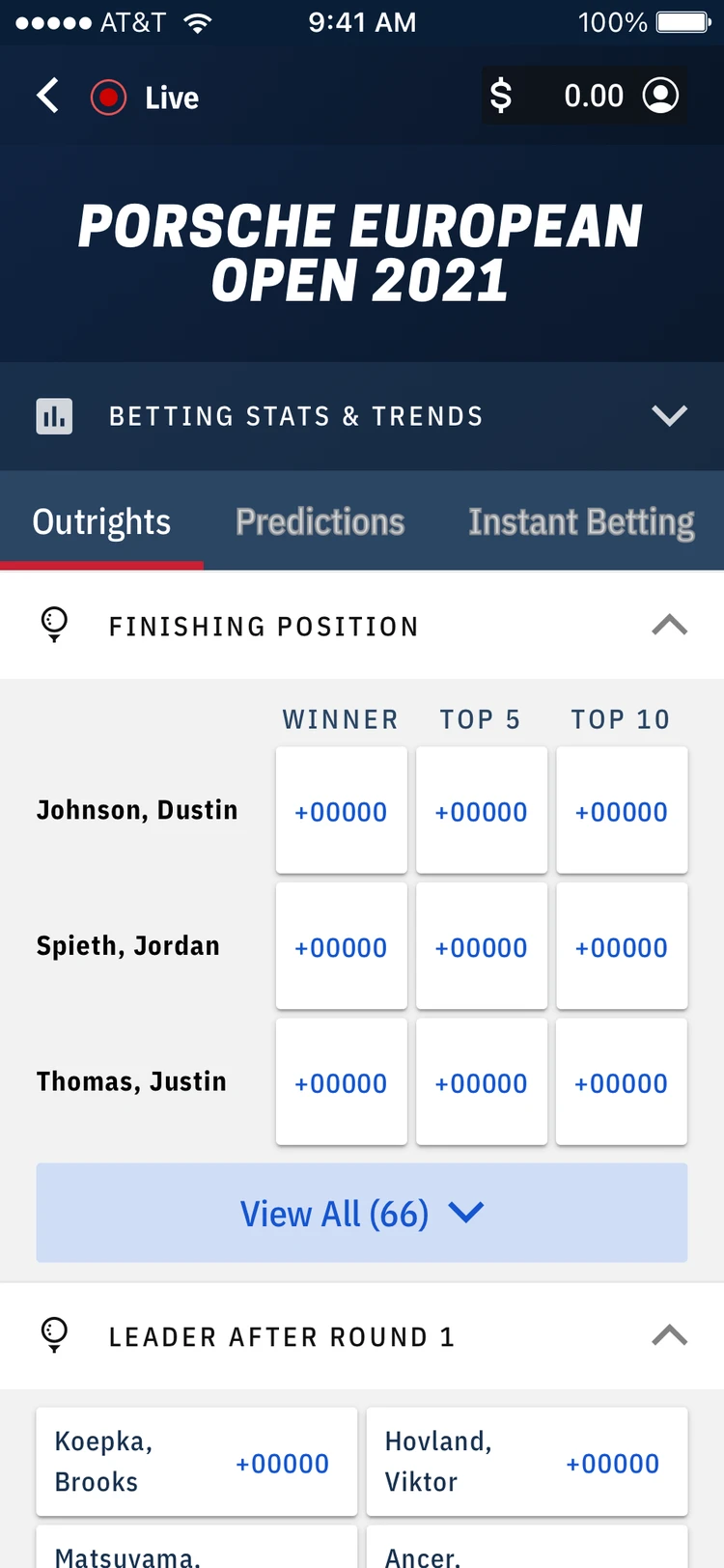 After: Porsche European Open 2021 tournament page