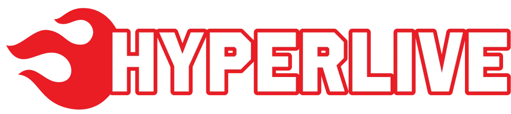 HyperLive wordmark with flame
