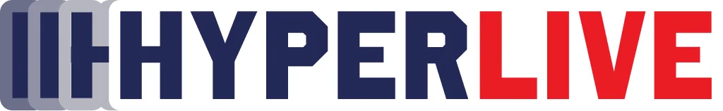 HyperLive wordmark with speed bars