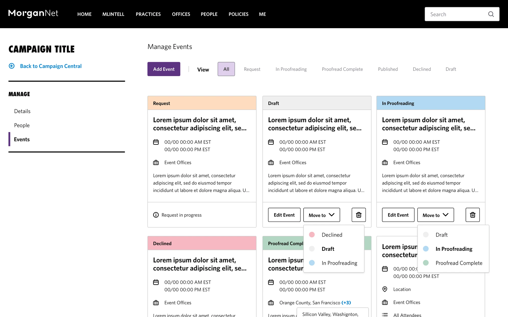 Campaign Central CMS on desktop