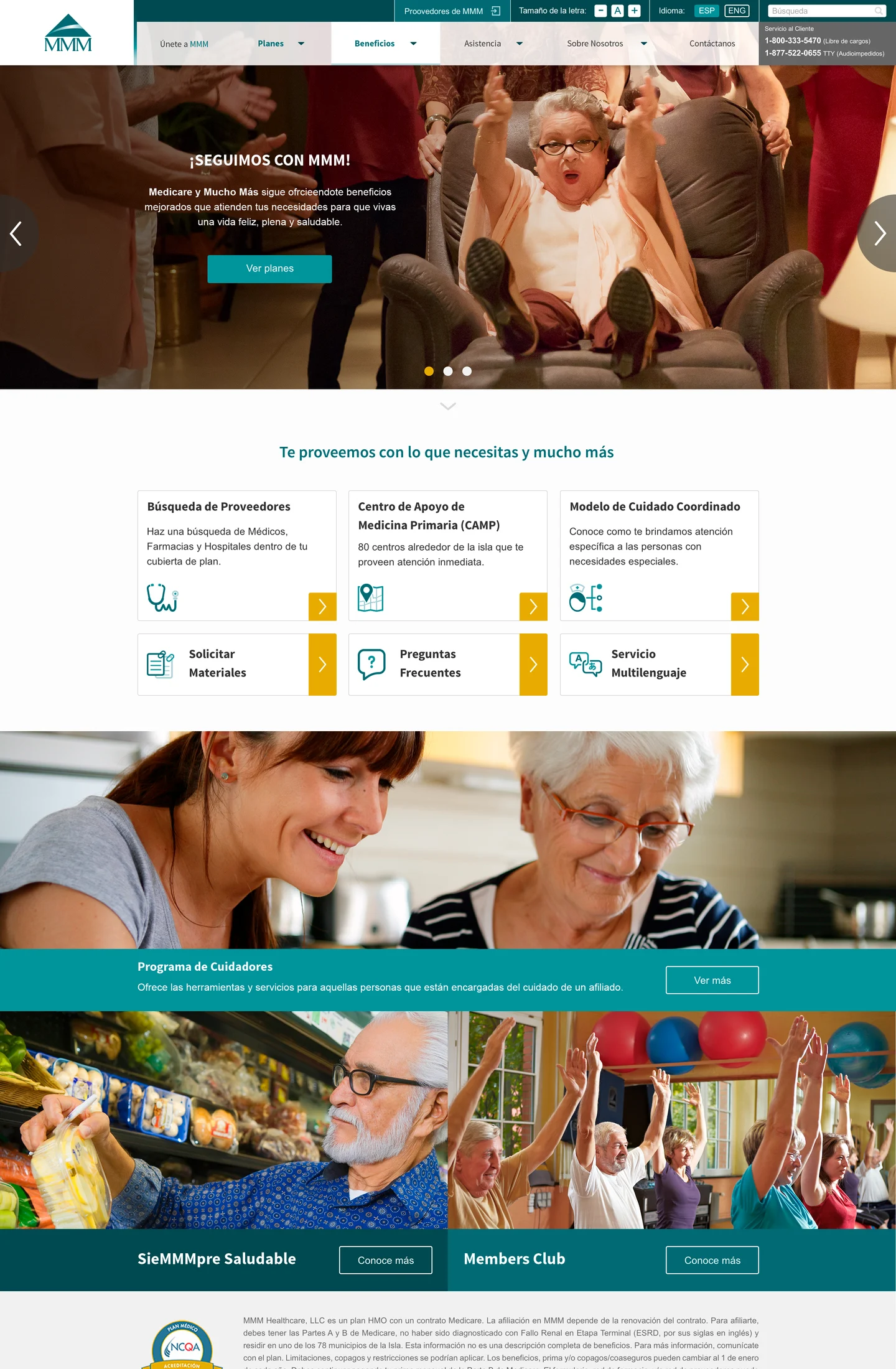Redesigned MMM home page on desktop