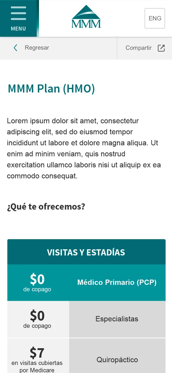 Plan detail on mobile