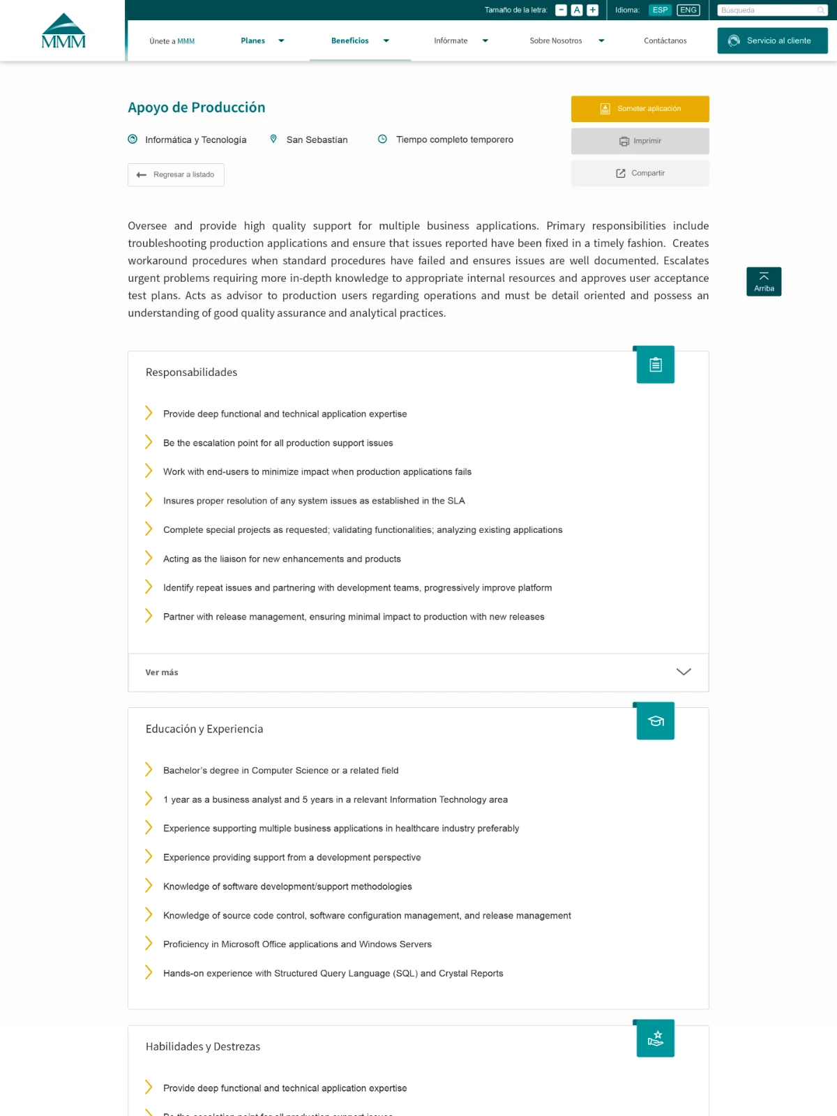 Job posting page